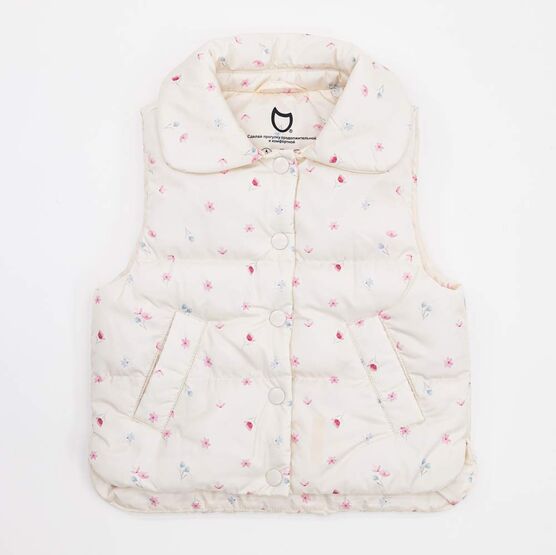 07885005-40 Бежевая жилетка с цветочным принтом для девочки бежевый