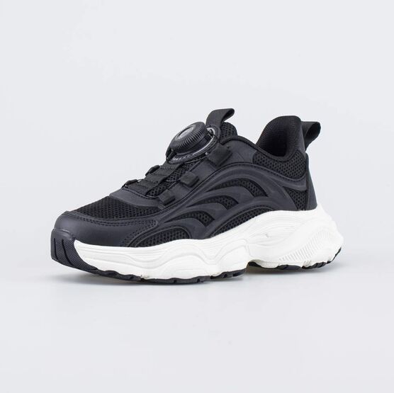 744268-12 Черные кроссовки с белой подошвой для мальчики черный + белый