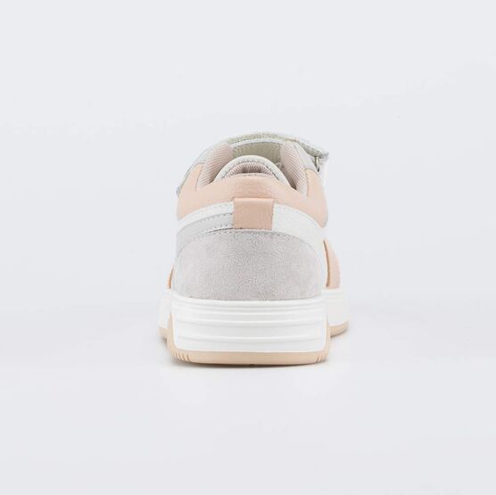 532340-11 Кожаные полуботинки-кеды для девочки для девочки серый + бежевый фото №5