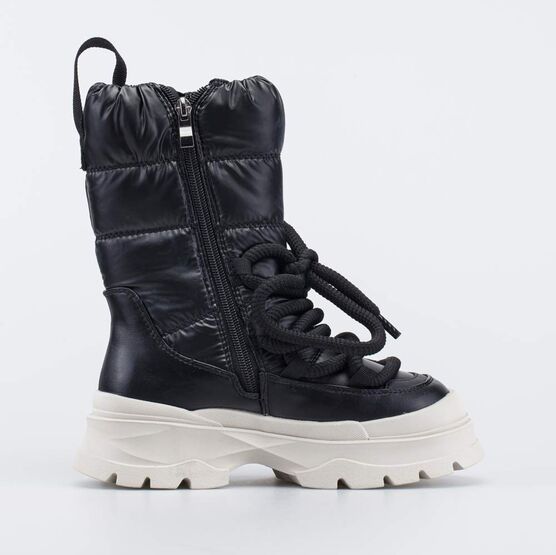 664150-41 Сапоги-дутики с высокой шнуровкой для девочки черный фото №2