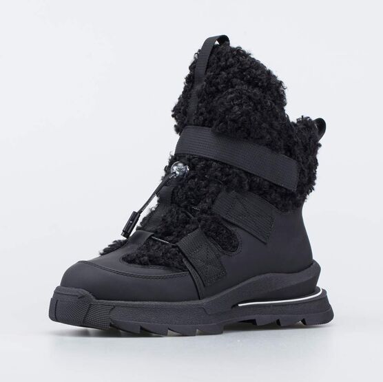 754086-41 Плюшевые ботинки-дутики для девочки для девочки черный