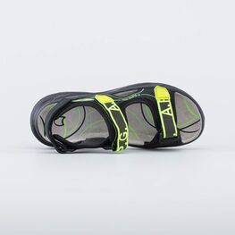 724044-21 Кожаные сандалии на липучках для мальчики чер-жел фото №4