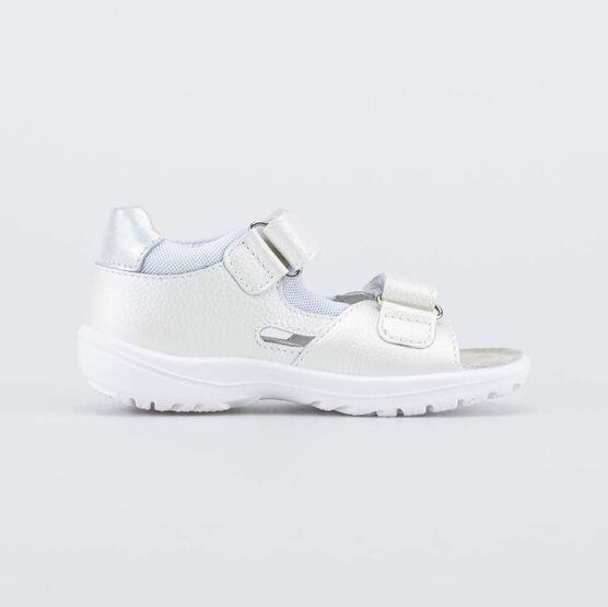 422080-22 Кожаные сандалии на липучках для девочки белый фото №2