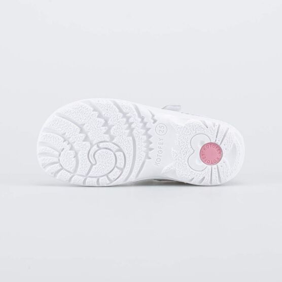 422080-22 Кожаные сандалии на липучках для девочки белый фото №3