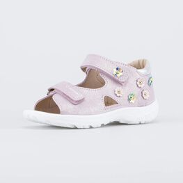 422084-22 Кожаные сандалии Цветы для девочки розовый