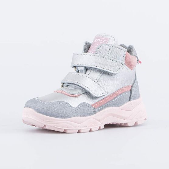 252182-32 Утепленные спортивные ботинки для девочки серебристый