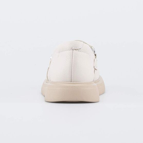 532330-22 Кожаные туфли-лоферы для девочки для девочки бежевый фото №5