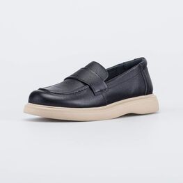 532334-21 Кожаные туфли-лоферы в школу для девочки черный