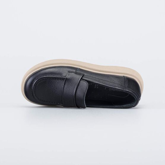 532334-21 Кожаные туфли-лоферы в школу для девочки черный фото №4