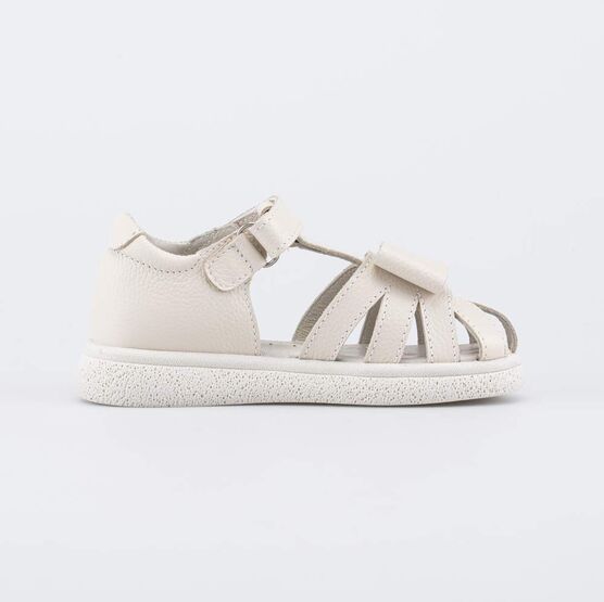 522200-21 Кожаные сандалии на липучках Бантик бежевый для девочки бежевый фото №2