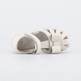 522200-21 Кожаные сандалии на липучках Бантик бежевый для девочки бежевый фото №4