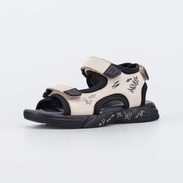 524113-21 Сандалии на липучках для мальчика для мальчики бежевый + черный