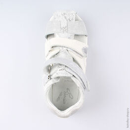 322057-25 Босоножки для девочки срб-бел фото №4