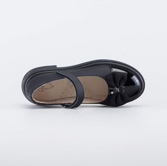 532352-21 Кожаные туфли для девочки Бант черный для девочки черный фото №4