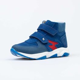 352269-23 Кожаные ботинки на весну/осень Красная молния для мальчики синий