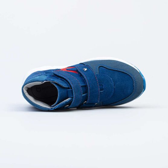 352269-23 Кожаные ботинки на весну/осень Красная молния для мальчики синий фото №4