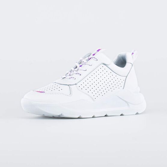 732343-21 Полуботинки из натуральной кожи с перфорацией для девочки белый