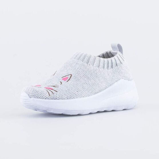 141000-12 Кроссовки из вязаного текстиля для девочки серый