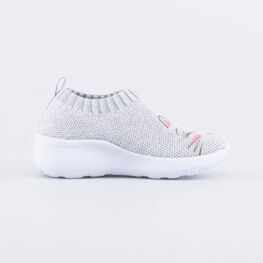 141000-12 Кроссовки из вязаного текстиля для девочки серый фото №2