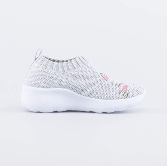 141000-12 Кроссовки из вязаного текстиля для девочки серый фото №2