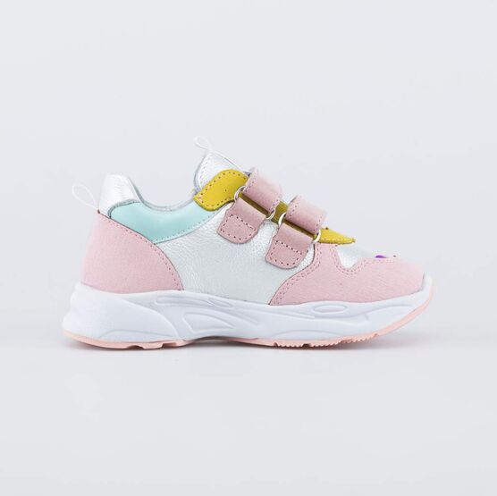 132166-21 Полуботинки на липучках для девочки розовый + белый фото №2