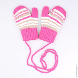 07821076-00 Варежки двойные коричнево-розовые для девочки кор-роз
