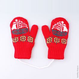 07721082-00 Варежки детские двухслойные красные для универсальные красный
