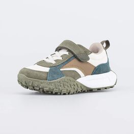 644419-72 Кожаные кроссовки-буст для мальчика для мальчики оливковый + бежевый