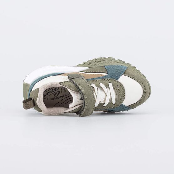 644419-72 Кожаные кроссовки-буст для мальчика для мальчики оливковый + бежевый фото №4