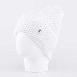 07811404-41 Белая однослойная шапка с отворотом для девочки белый