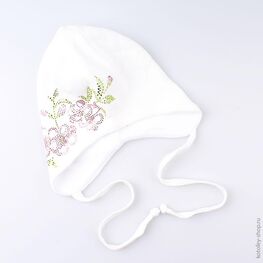 07811089-40 Шапка для девочки, 50% хлопок, белая для девочки белый