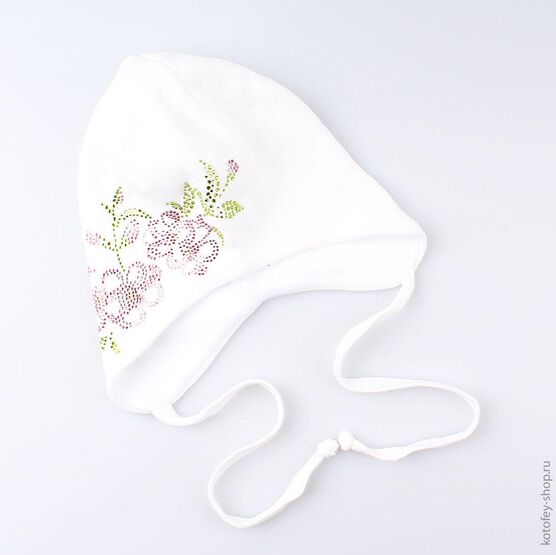 07811089-40 Шапка для девочки, 50% хлопок, белая для девочки белый