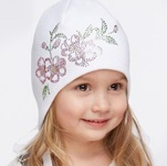 07811089-40 Шапка для девочки, 50% хлопок, белая для девочки белый фото №2