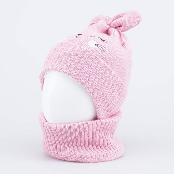 07811945-40 Комплект детский шапка+снуд розовый для девочки розовый