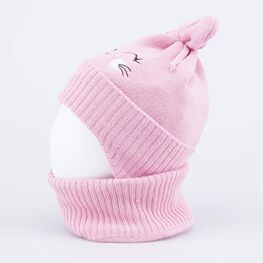 07811945-40 Комплект детский шапка+снуд розовый для девочки розовый фото №2