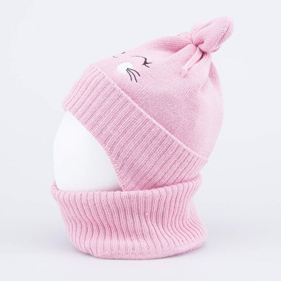 07811945-40 Комплект детский шапка+снуд розовый для девочки розовый фото №2