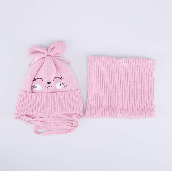 07811945-40 Комплект детский шапка+снуд розовый для девочки розовый фото №4