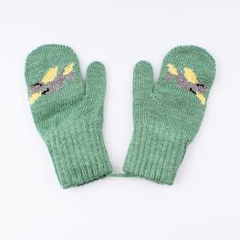07721150-40 Варежки детские однослойные зеленые для мальчики разноцветный