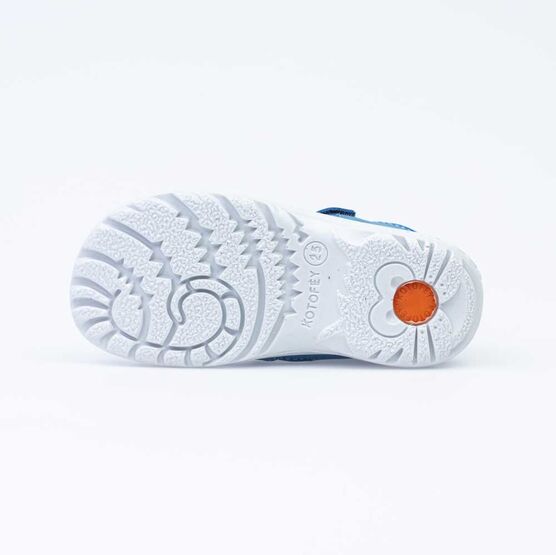 122161-22 Сандалии из натурального нубука для мальчика для мальчики син-кра фото №3