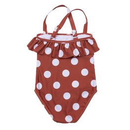 07852021-40 Купальник в горошек для девочки для девочки коричневый фото №2