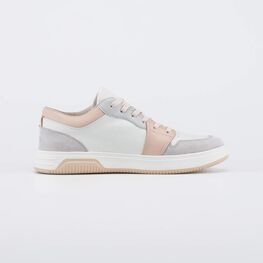 732401-11 Кожаные полуботинки-кеды для девочки-подростка для девочки серый + бежевый фото №2