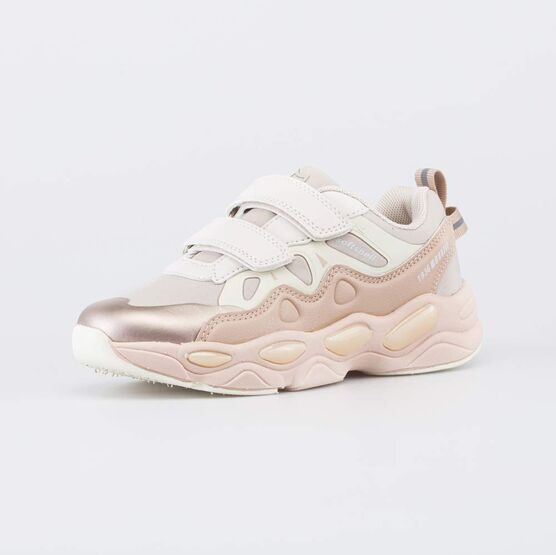 544236-12 Светлые кроссовки с LED и Softshell для девочки бежевый,розовый