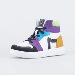 552339-23 Ботинки-кеды для девочки для девочки черный + фиолетовый