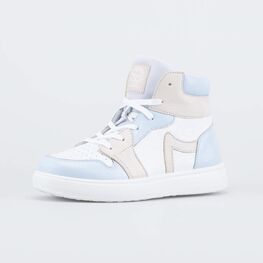 552339-24 Ботинки-кеды для девочки для девочки бежевый + голубой