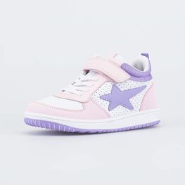 554069-26 Демисезонные ботинки Звезда для девочки белый + розовый