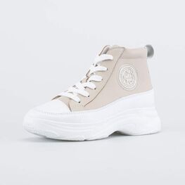 652206-23 Демисезонные ботинки на шнурках для девочки бежевый