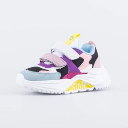 344406-71 Детские кроссовки на липучках для девочки чер-цве