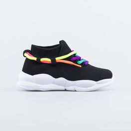 441022-11 Кроссовки из вязаного текстиля для девочки черный фото №2