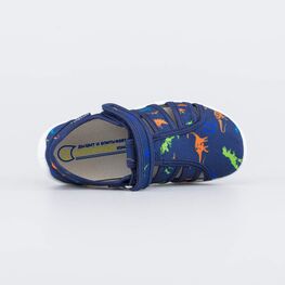 421109-11 Хлопковые сандалии Динозаврики для мальчики синий фото №4