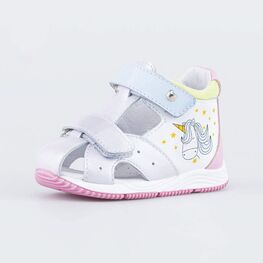 022136-26 Кожаные сандалии Единорог для девочки белый